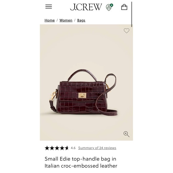 J.Crew Handbags - J.Crew Small Edie Top-Handle Bag Italian Croc-Embossed Leather Burgundy BX991